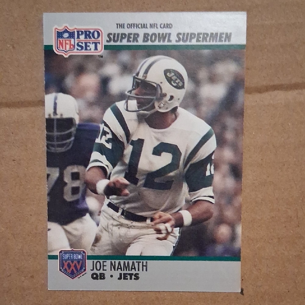 Joe Namath Pro Set Football Card - Green & White